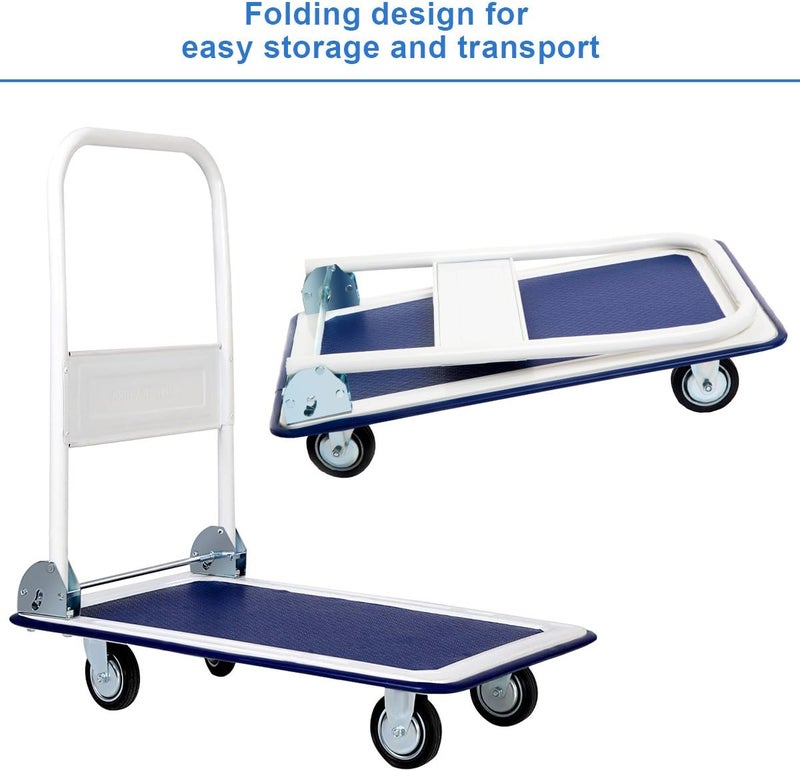 Giantex 10 330lbs Platform Cart Dolly Folding Foldable Moving Warehouse Push Hand Truck - Image 2